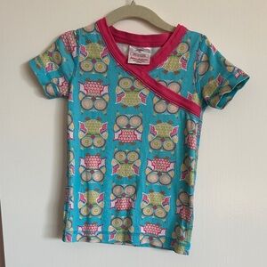 Hanna Andersson Blue and Pink Owl Print Pajama Top